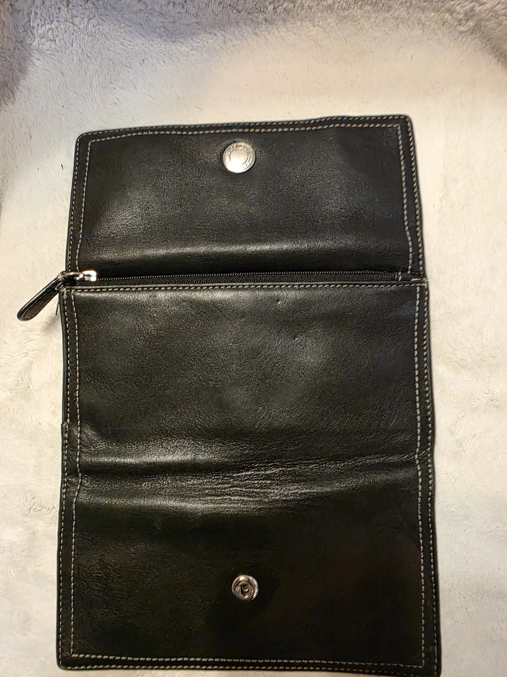 Coach Black Leather Trifold  Walley